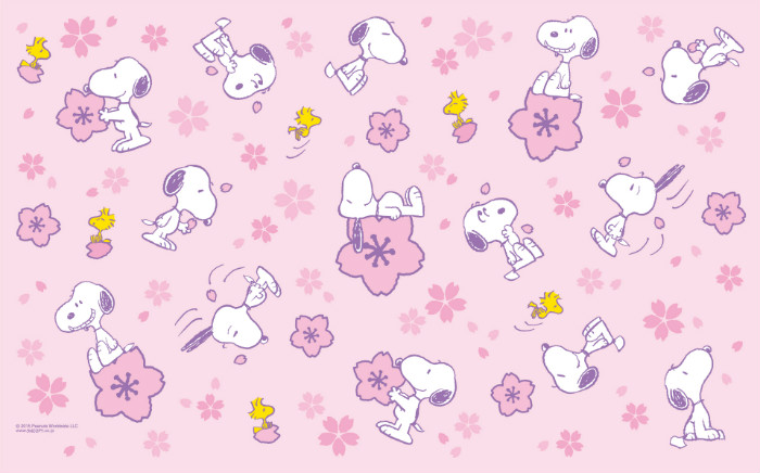 スヌーピー公式サイト壁紙待受画像2015年4月春さくら桜ピンクかわいい