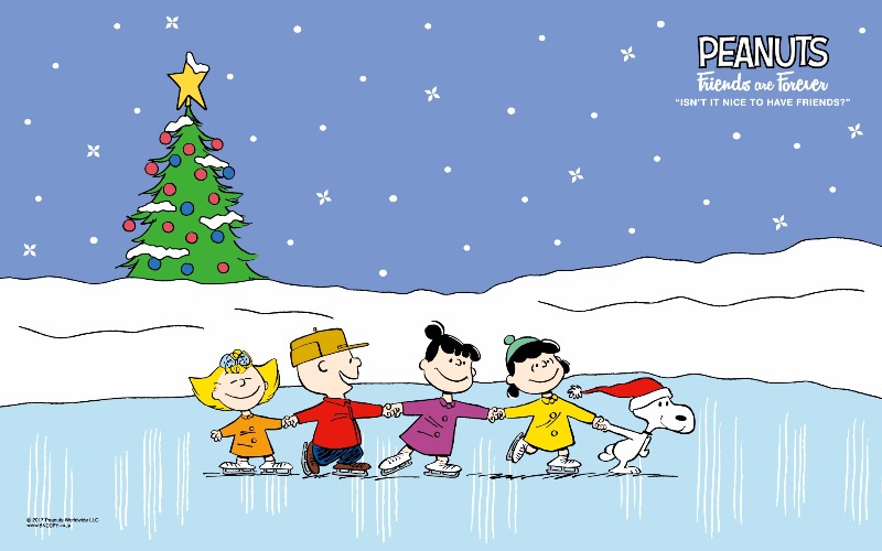 スヌーピー公式サイト壁紙待受画像2017年12月クリスマススケート1