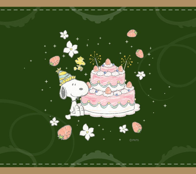スヌーピー公式サイト壁紙待受画像2019年8月誕生日バースデーケーキ2