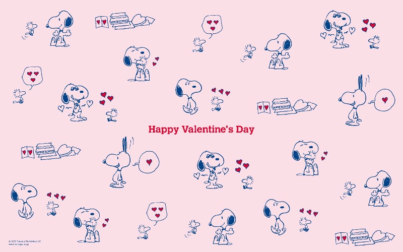 スヌーピー公式サイト壁紙待受画像2020年2月バレンタインハートラブ1