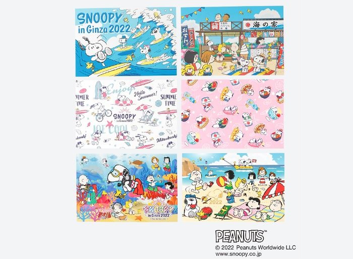 スヌーピー銀座三越2022海ピーナッツサーフィン夏かわいいポストカード1